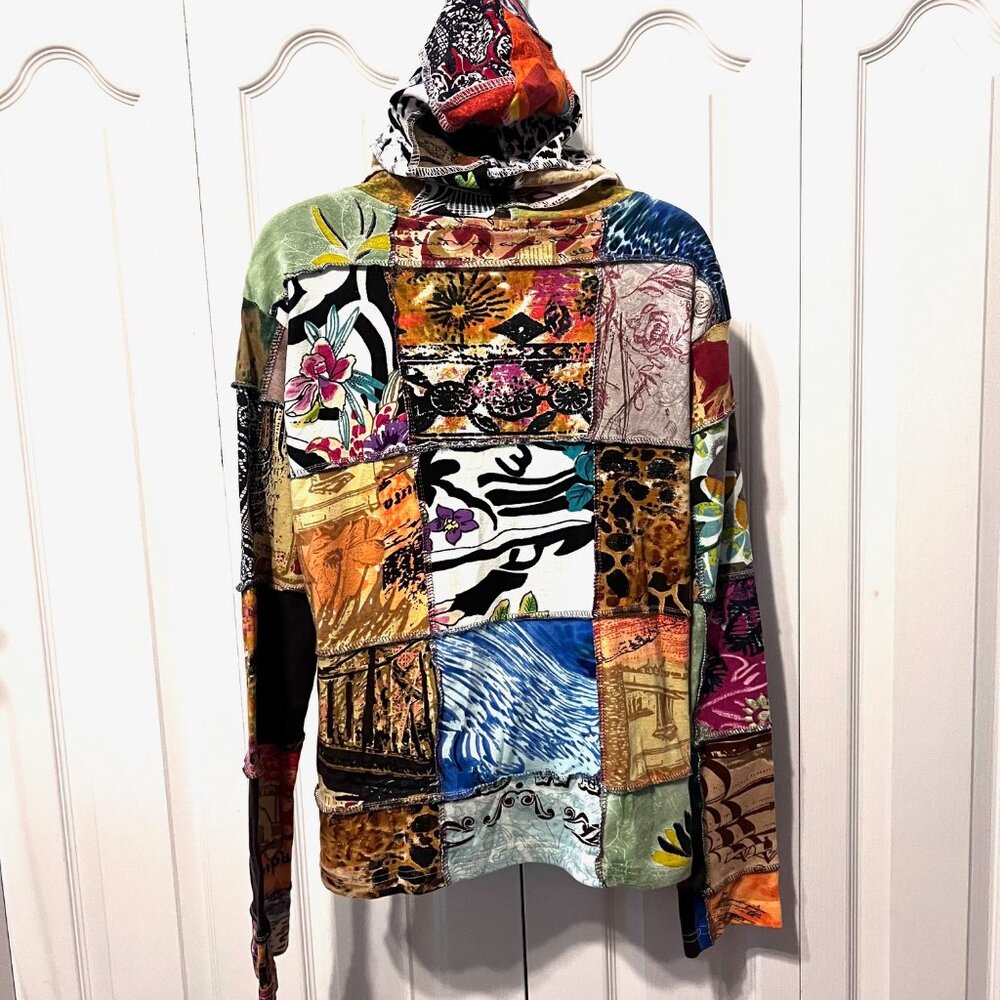 Jackpot Women's Multicolor Patchwork Hooded Zip U… - image 7
